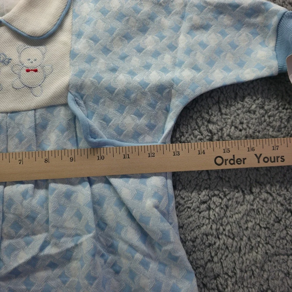 Baby Dior Vintage Blue Teddy Bear Romper One Piece 9M 331-611 NWT